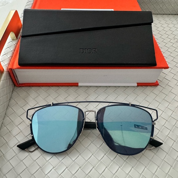 Christian Dior CD Technologic PQU/A4 Navy Blue Mirrored Pilot Sunglasses - Picture 3 of 13